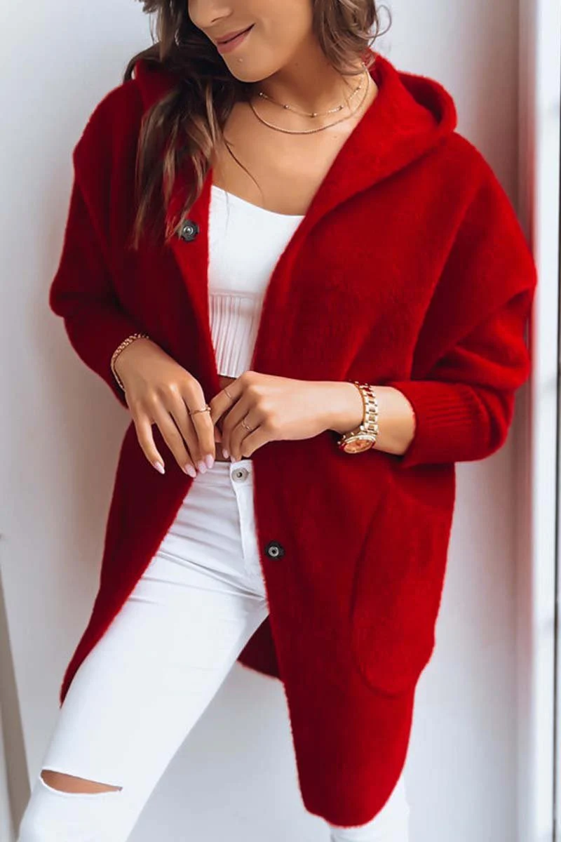 Women's Casual Loose Dolman Sleeve Plush Hooded Coat